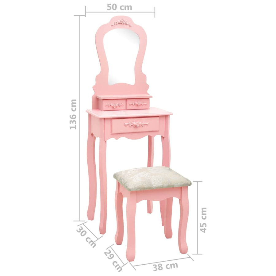 Kaptafelset Met Kruk 50X59X36 Cm Paulowniahout Roze