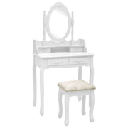 Kaptafelset met kruk 75x40x75 cm paulowniahout wit