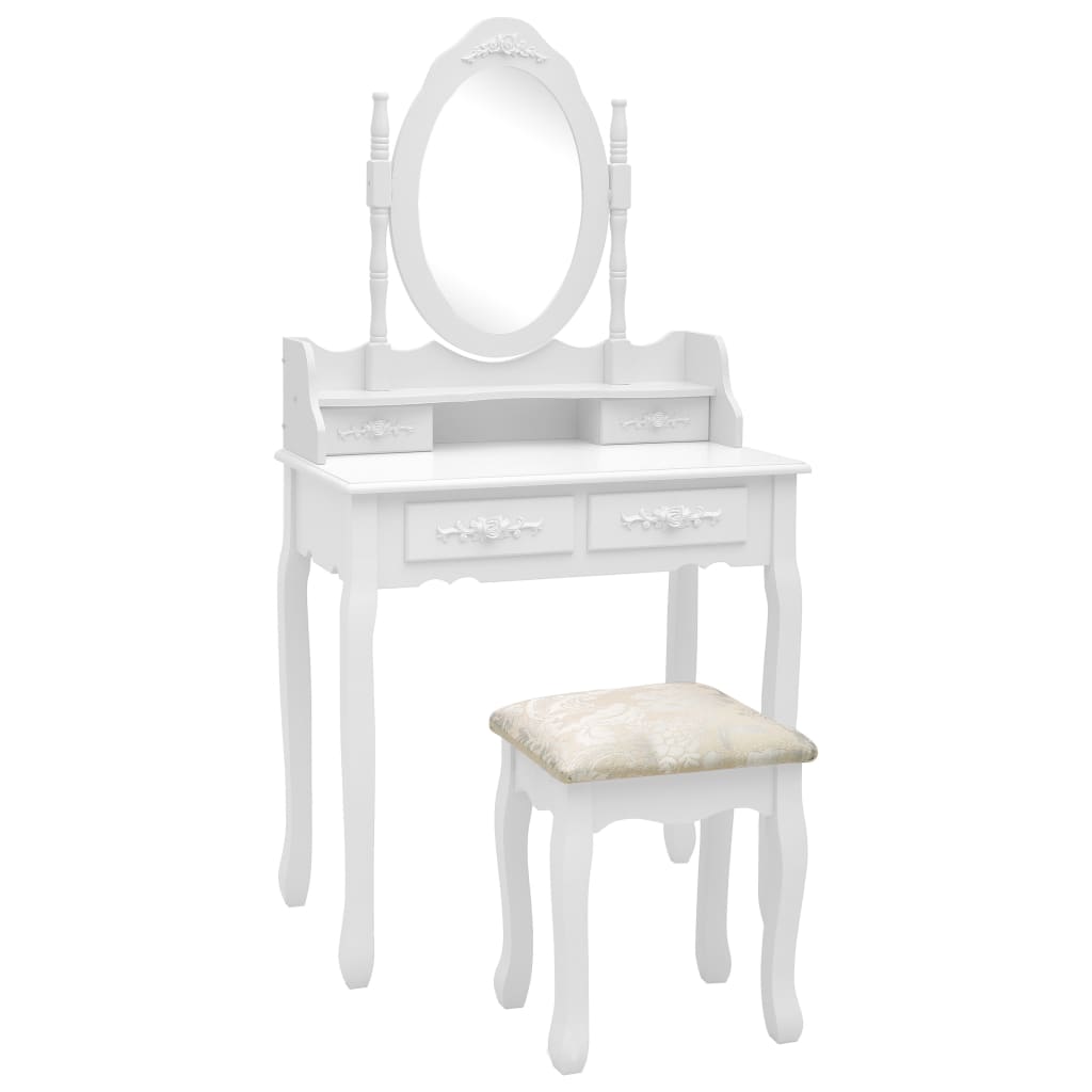 Kaptafelset Met Kruk 75X69X40 Cm Paulowniahout Wit
