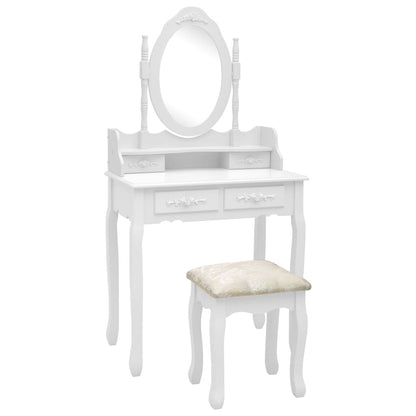 Kaptafelset Met Kruk 75X69X40 Cm Paulowniahout Wit