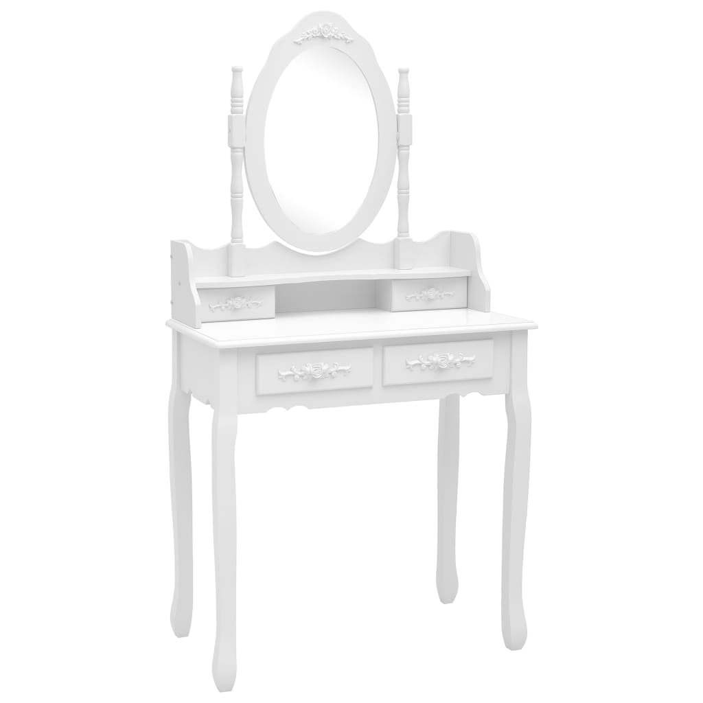 Kaptafelset Met Kruk 75X69X40 Cm Paulowniahout Wit