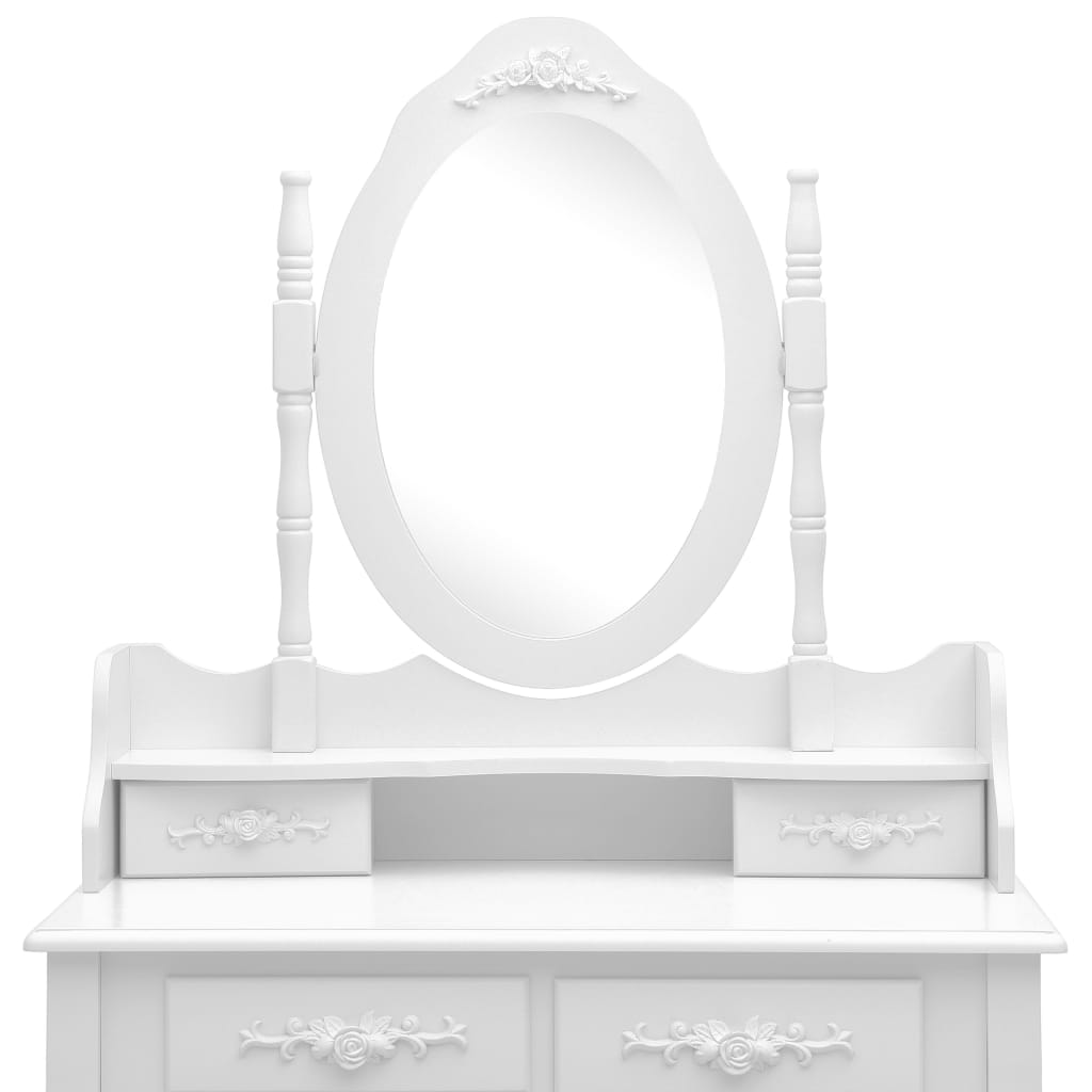 Kaptafelset Met Kruk 75X69X40 Cm Paulowniahout Wit