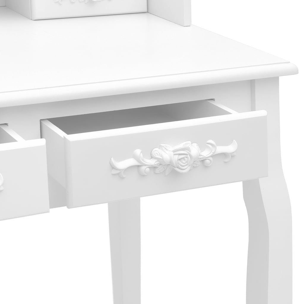 Kaptafelset Met Kruk 75X69X40 Cm Paulowniahout Wit