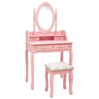 Dressing table set with stool 75x69x140 cm paulownia wood pink