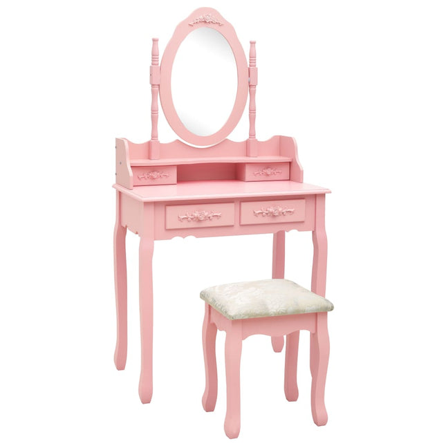 Kaptafelset Met Kruk 75X69X40 Cm Paulowniahout Roze