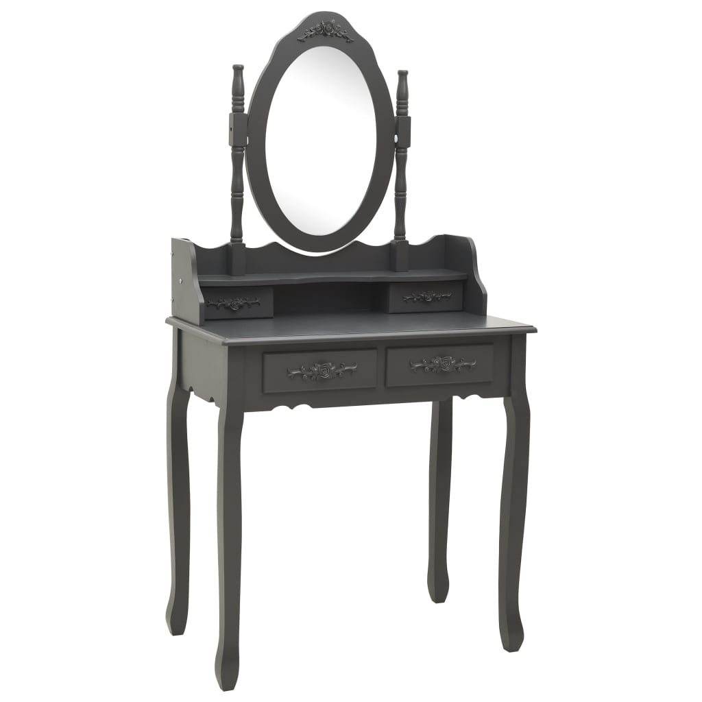 Kaptafelset Met Kruk 75X69X40 Cm Paulowniahout Grijs