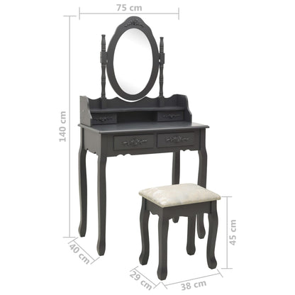 Kaptafelset Met Kruk 75X69X40 Cm Paulowniahout Grijs