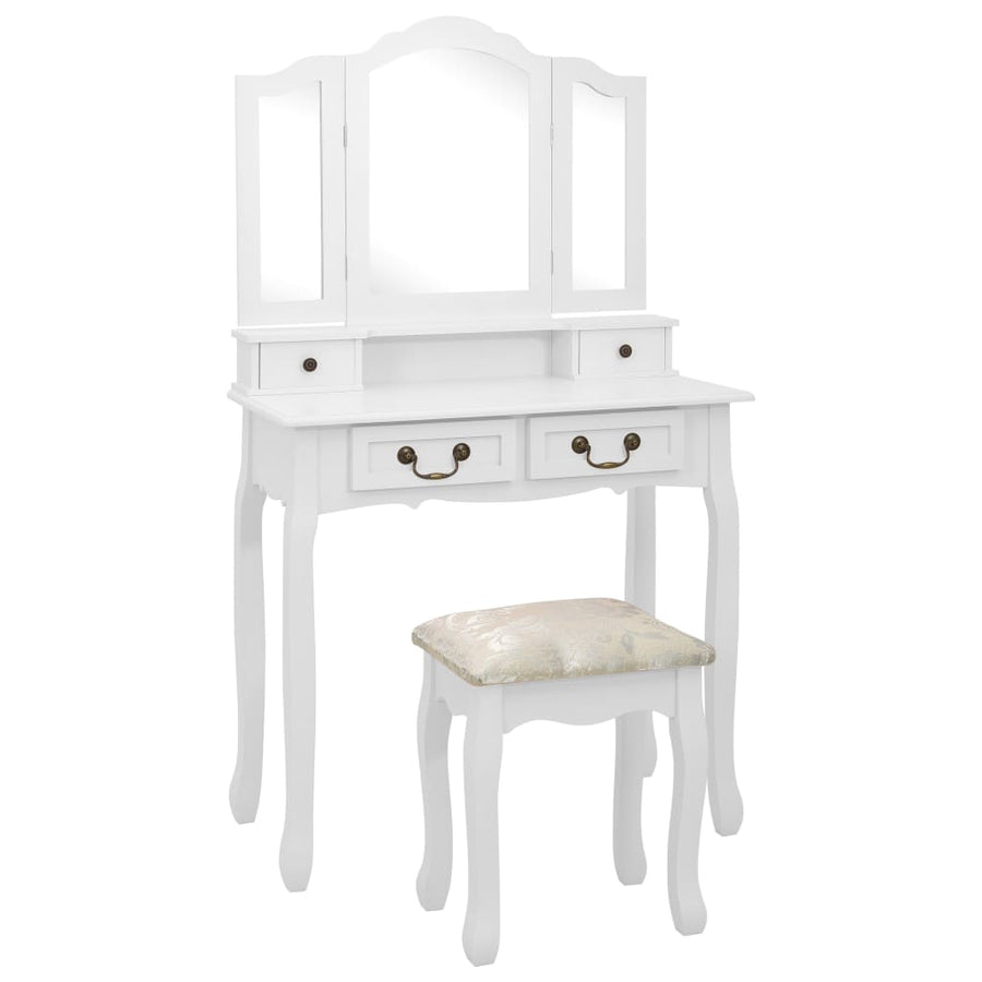 Kaptafelset Met Kruk 80X69X4 Cm Paulowniahout Wit