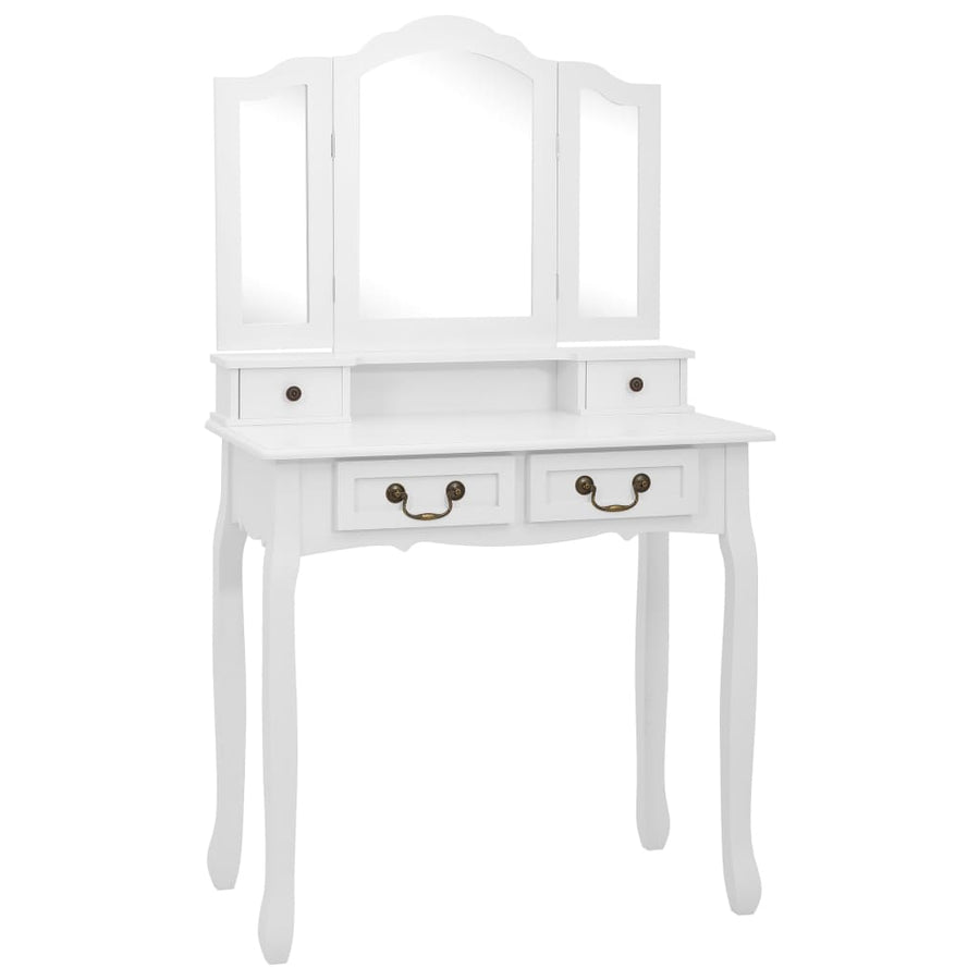 Kaptafelset Met Kruk 80X69X4 Cm Paulowniahout Wit