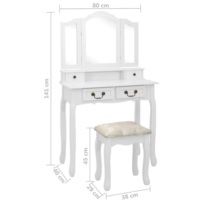 Kaptafelset Met Kruk 80X69X4 Cm Paulowniahout Wit