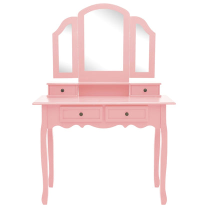 Kaptafelset Met Kruk 00X40X46 Cm Paulowniahout Roze