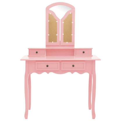 Kaptafelset Met Kruk 00X40X46 Cm Paulowniahout Roze