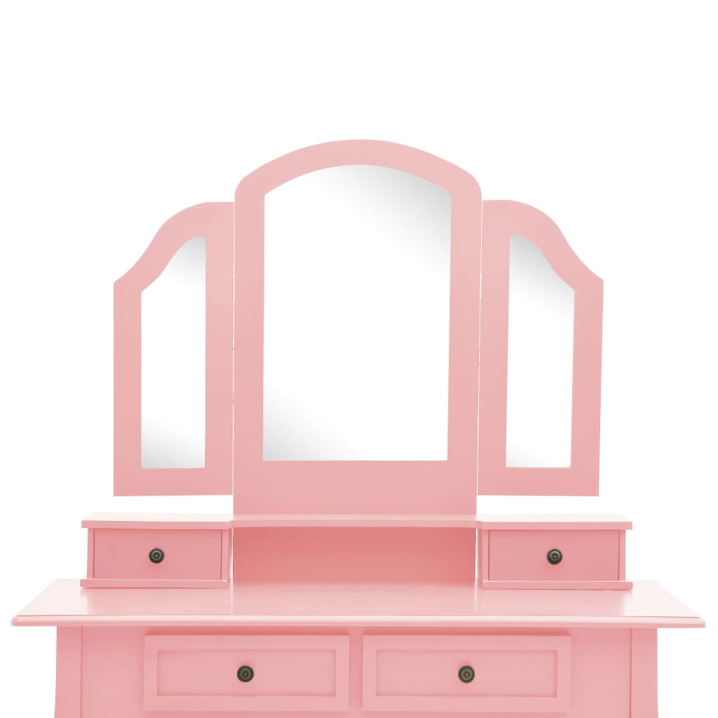 Kaptafelset Met Kruk 00X40X46 Cm Paulowniahout Roze