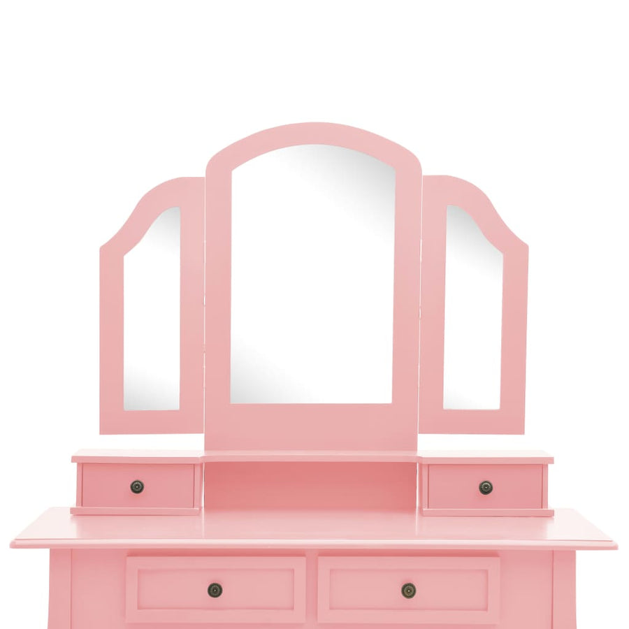 Kaptafelset Met Kruk 00X40X46 Cm Paulowniahout Roze
