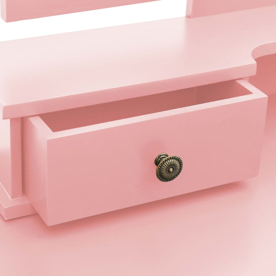 Kaptafelset Met Kruk 00X40X46 Cm Paulowniahout Roze