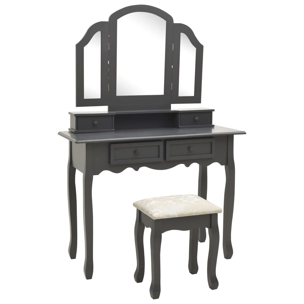 Kaptafelset Met Kruk 00X40X46 Cm Paulowniahout Grijs