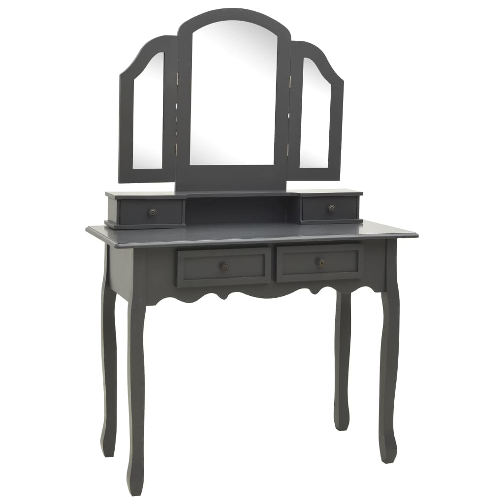 Kaptafelset Met Kruk 00X40X46 Cm Paulowniahout Grijs