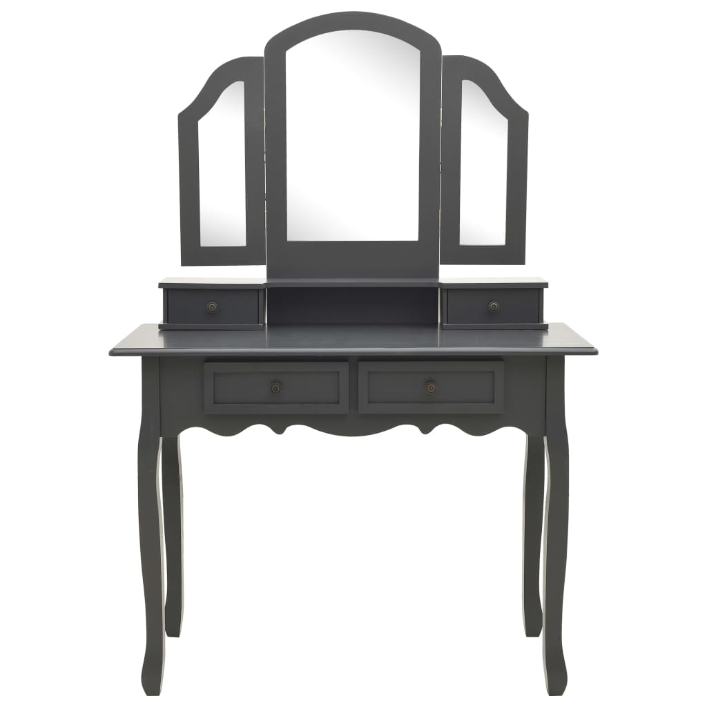 Kaptafelset Met Kruk 00X40X46 Cm Paulowniahout Grijs