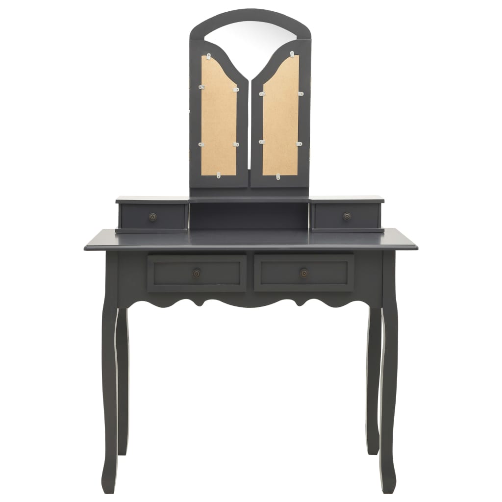 Kaptafelset Met Kruk 00X40X46 Cm Paulowniahout Grijs
