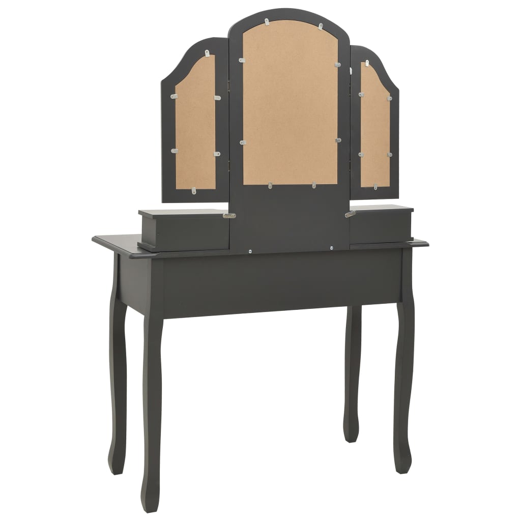 Kaptafelset Met Kruk 00X40X46 Cm Paulowniahout Grijs
