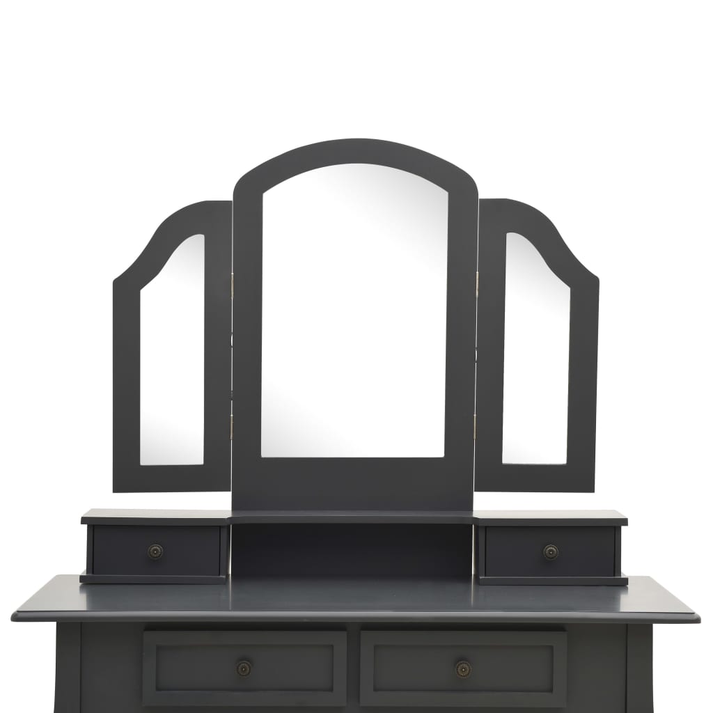 Kaptafelset Met Kruk 00X40X46 Cm Paulowniahout Grijs