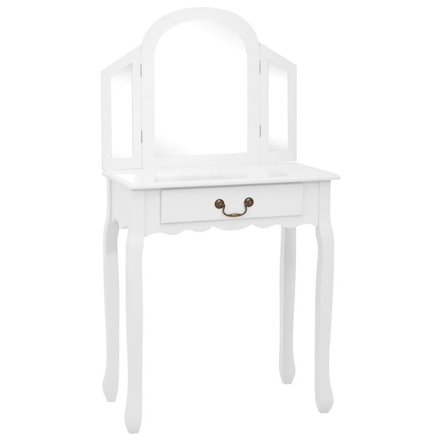 Kaptafel Met Kruk 65X36X28 Cm Paulowniahout Mdf Wit