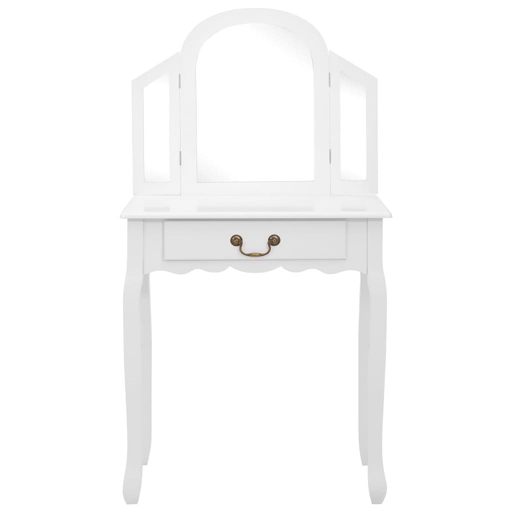 Kaptafel Met Kruk 65X36X28 Cm Paulowniahout Mdf Wit