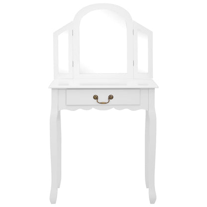 Kaptafel Met Kruk 65X36X28 Cm Paulowniahout Mdf Wit