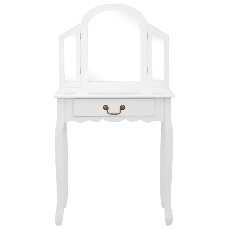 Kaptafel Met Kruk 65X36X28 Cm Paulowniahout Mdf Wit