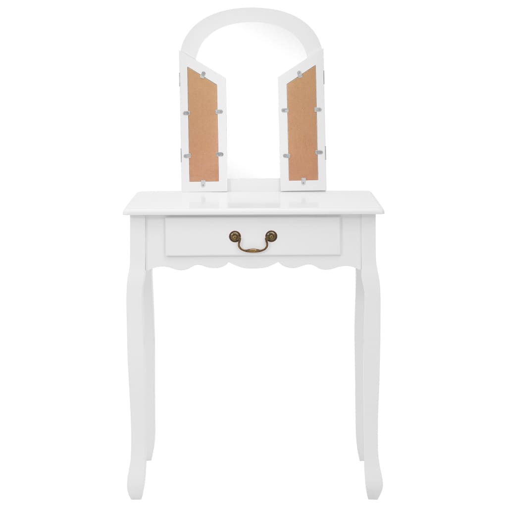 Kaptafel Met Kruk 65X36X28 Cm Paulowniahout Mdf Wit