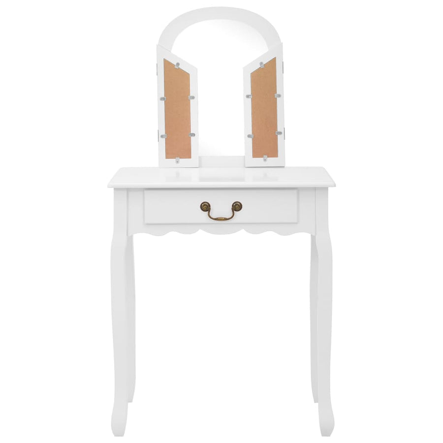 Kaptafel Met Kruk 65X36X28 Cm Paulowniahout Mdf Wit