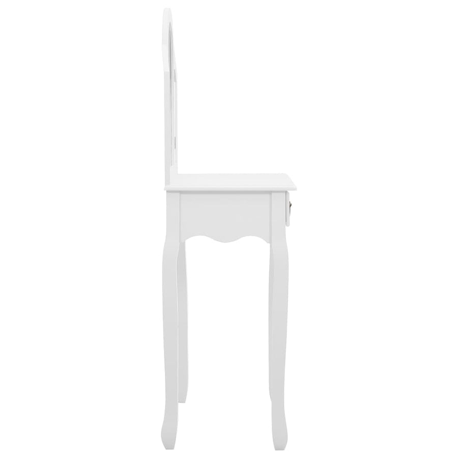 Kaptafel Met Kruk 65X36X28 Cm Paulowniahout Mdf Wit