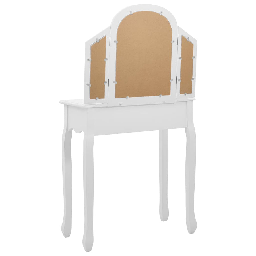 Kaptafel Met Kruk 65X36X28 Cm Paulowniahout Mdf Wit
