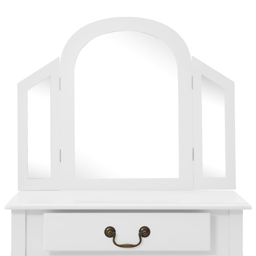 Kaptafel Met Kruk 65X36X28 Cm Paulowniahout Mdf Wit