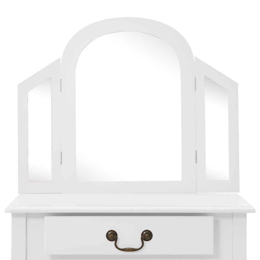 Kaptafel Met Kruk 65X36X28 Cm Paulowniahout Mdf Wit