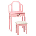 Dressing table with stool 65x36x128 cm paulownia wood MDF pink