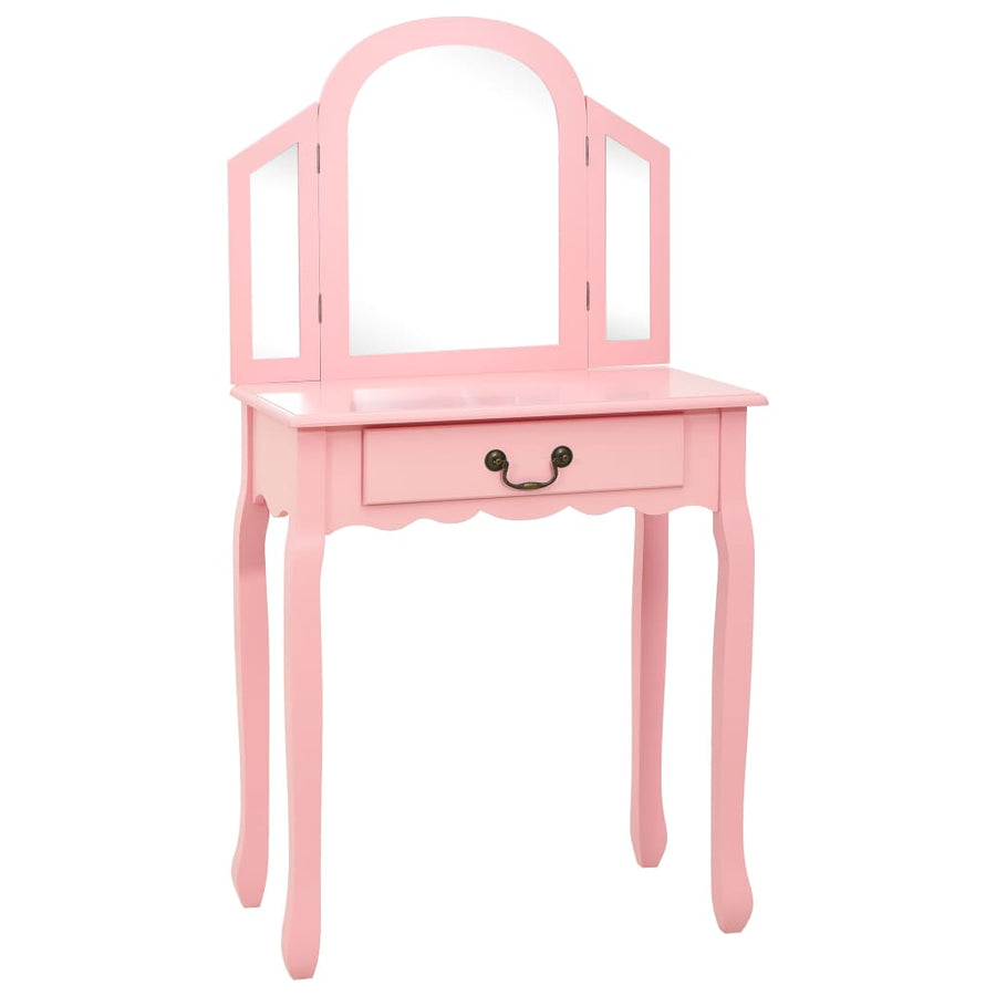 Kaptafel Met Kruk 65X36X28 Cm Paulowniahout Mdf Roze