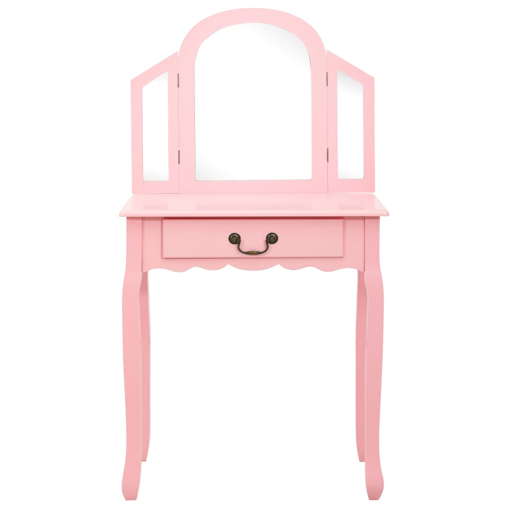 Kaptafel Met Kruk 65X36X28 Cm Paulowniahout Mdf Roze