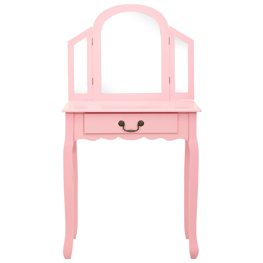 Kaptafel Met Kruk 65X36X28 Cm Paulowniahout Mdf Roze