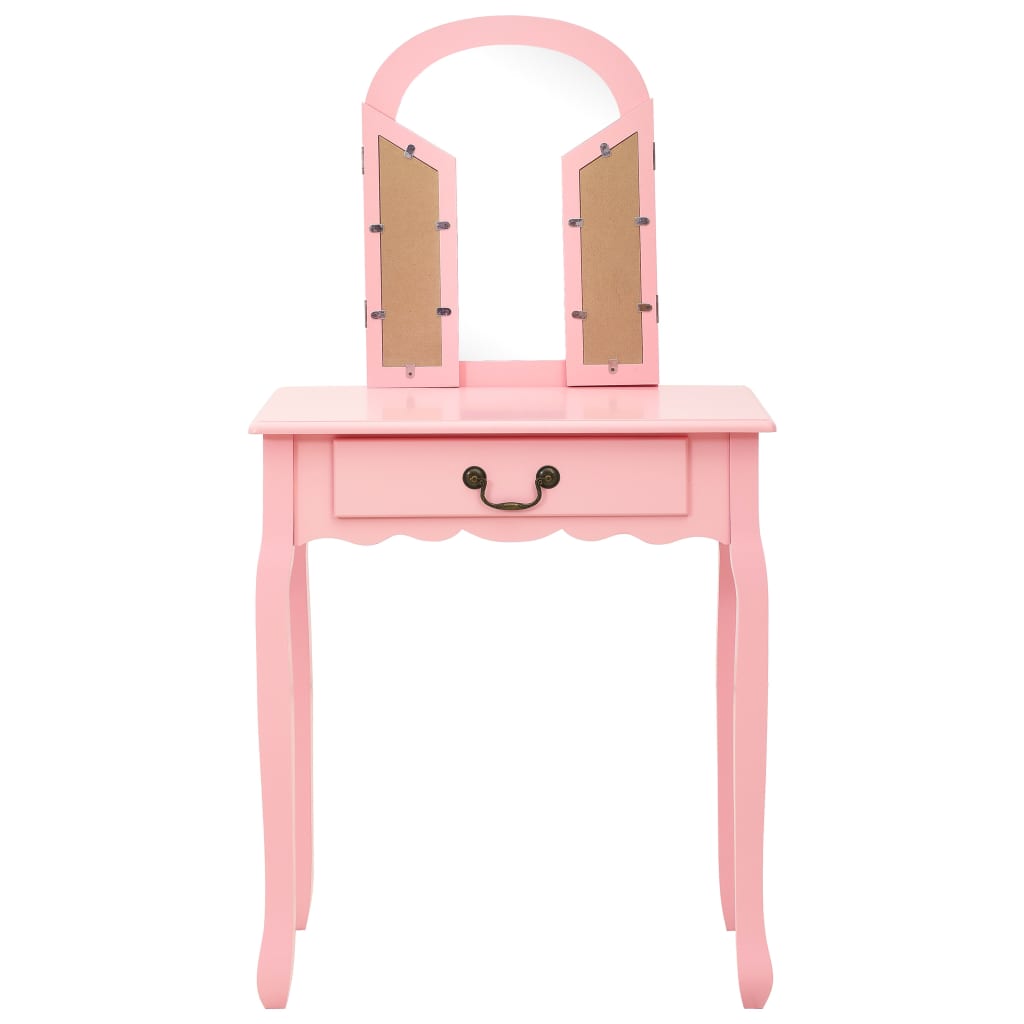 Kaptafel Met Kruk 65X36X28 Cm Paulowniahout Mdf Roze