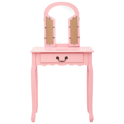 Kaptafel Met Kruk 65X36X28 Cm Paulowniahout Mdf Roze