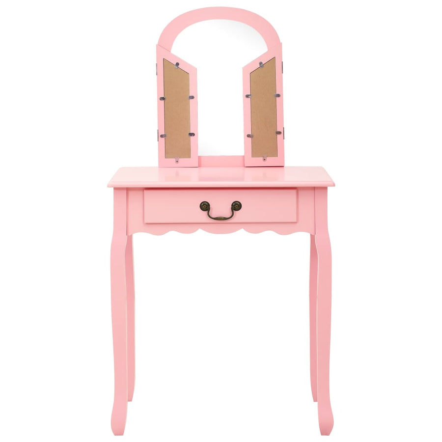 Kaptafel Met Kruk 65X36X28 Cm Paulowniahout Mdf Roze
