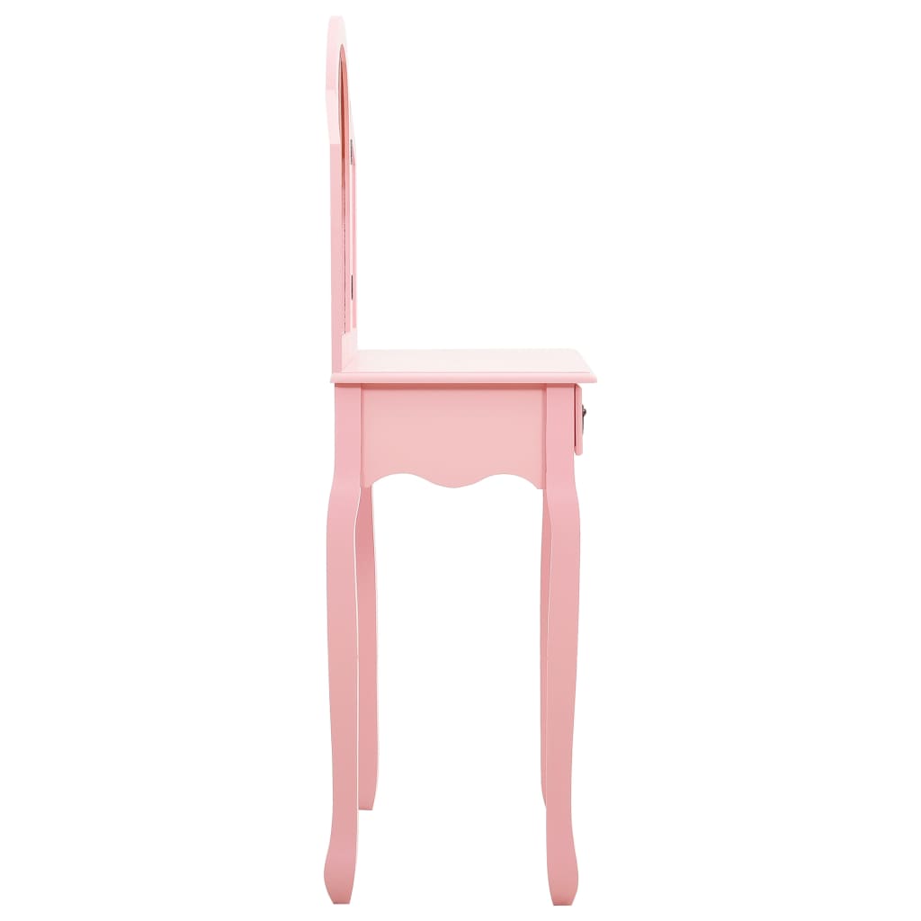 Kaptafel Met Kruk 65X36X28 Cm Paulowniahout Mdf Roze