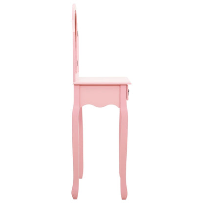 Kaptafel Met Kruk 65X36X28 Cm Paulowniahout Mdf Roze
