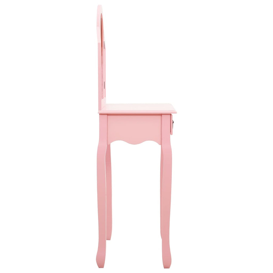 Kaptafel Met Kruk 65X36X28 Cm Paulowniahout Mdf Roze