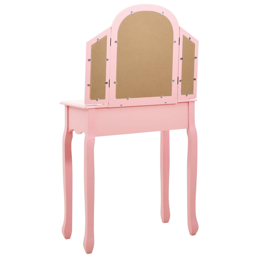 Kaptafel Met Kruk 65X36X28 Cm Paulowniahout Mdf Roze