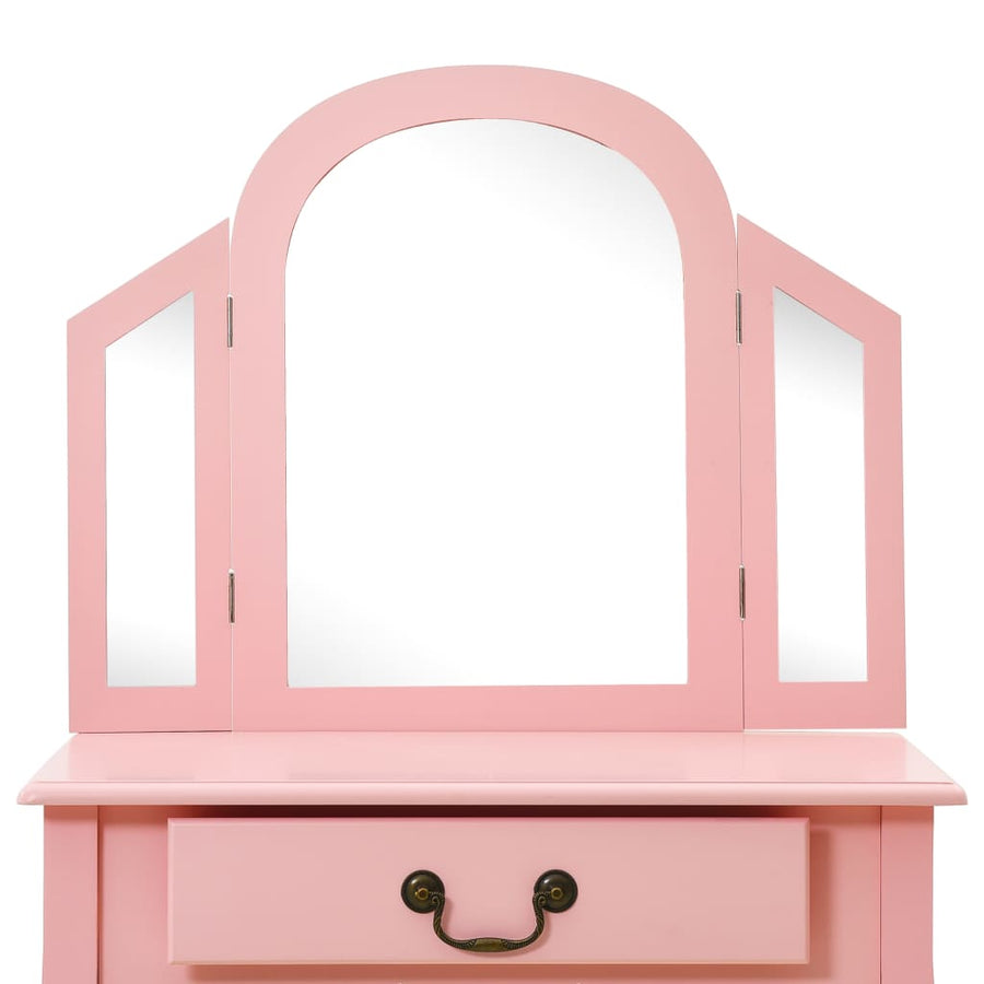 Kaptafel Met Kruk 65X36X28 Cm Paulowniahout Mdf Roze