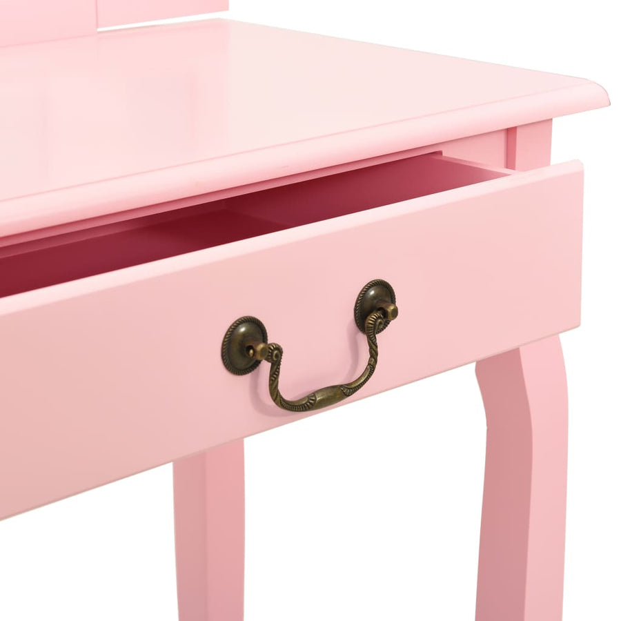 Kaptafel Met Kruk 65X36X28 Cm Paulowniahout Mdf Roze