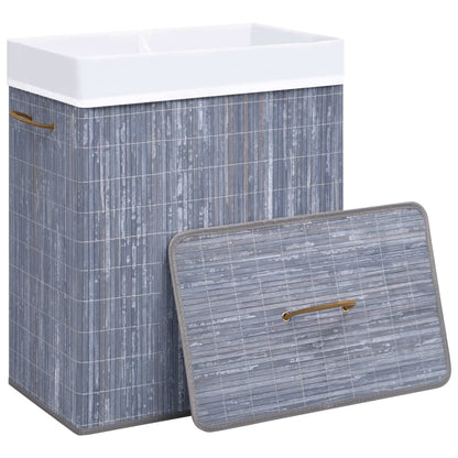 Wasmand met 2 vakken 100 L bamboe grijs