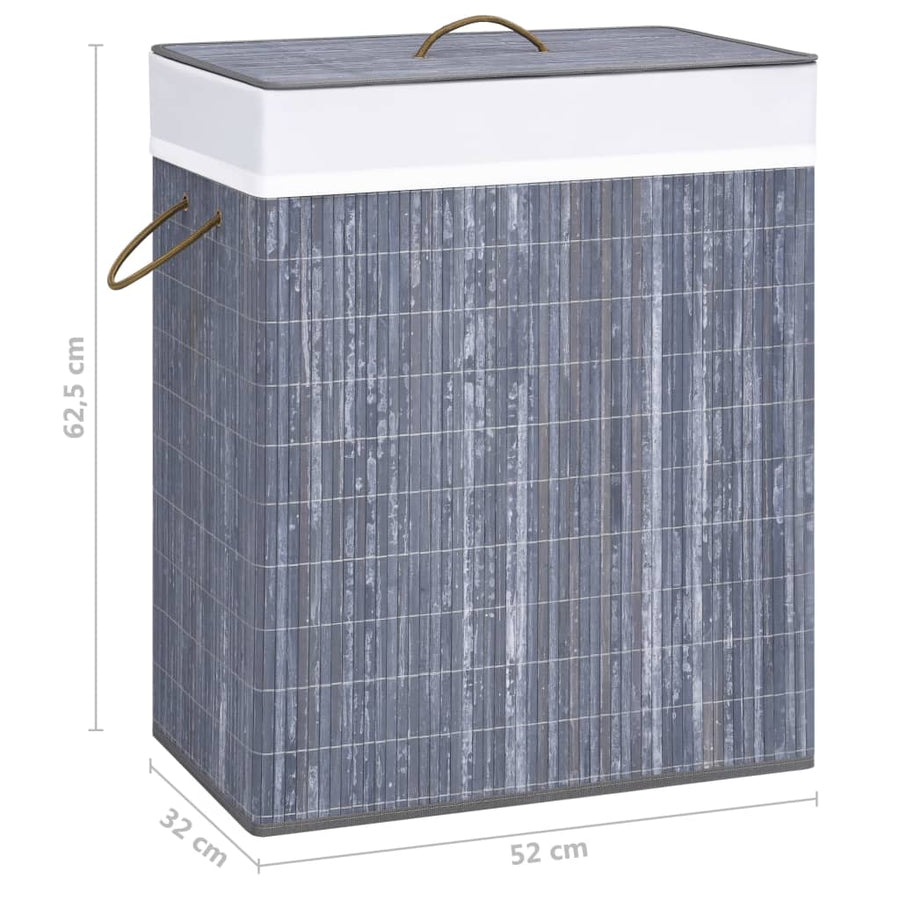 Wasmand met 2 vakken 100 L bamboe grijs